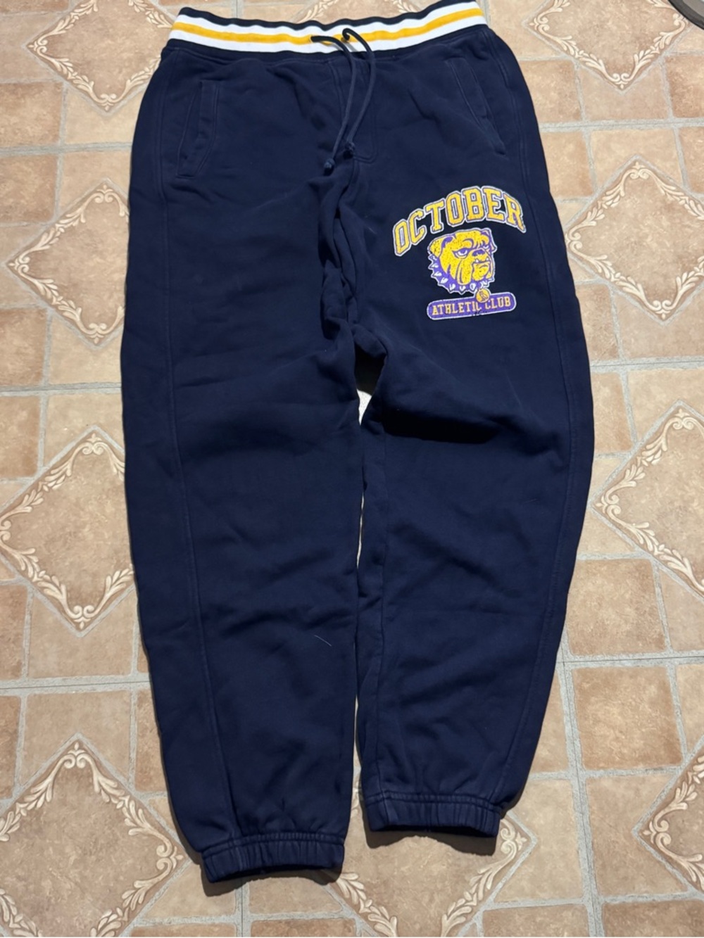 OVO October Athletic Club Sweatpants Navy/Yellow (Size Medium)